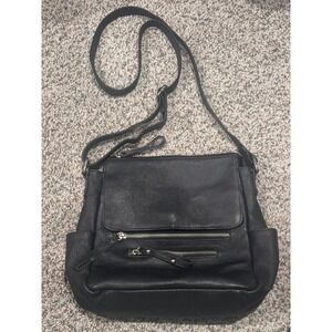 Great American Leather Works Black Pebbled Leather Crossbody Organizer Bag